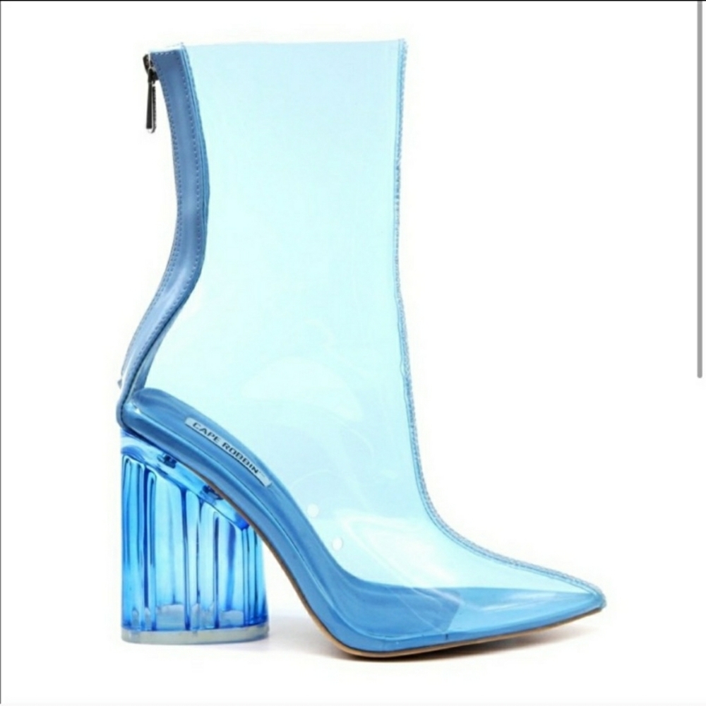 Blue Translucent Block Heels - Picture 2 of 4